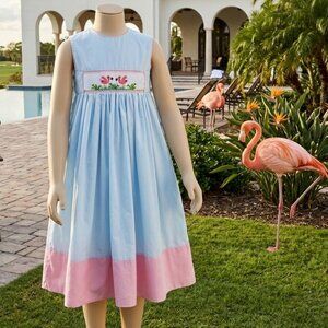 Rosalina Smocked Flamingo Dress Size 6 Girls